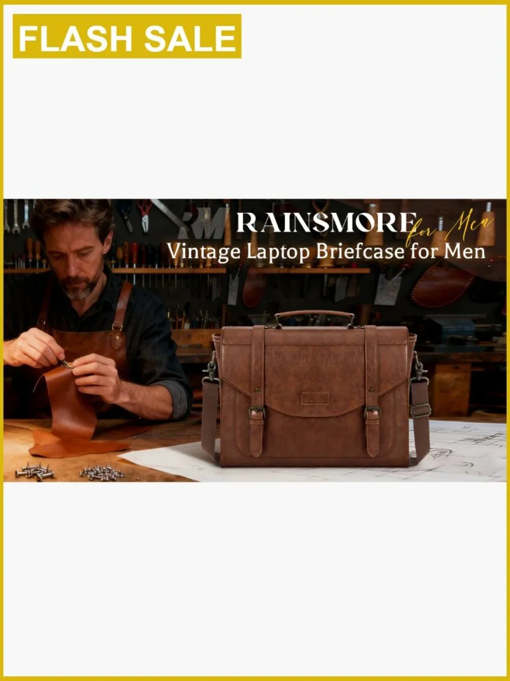 Vintage PU Leather Messenger Bag 15.6
